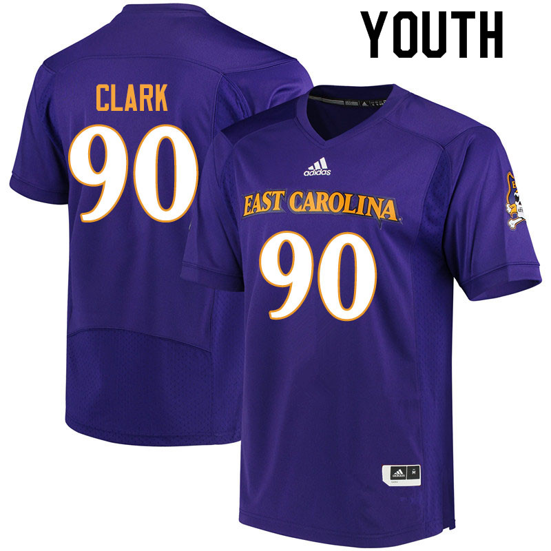 Youth #90 Nate Clark ECU Pirates College Football Jerseys Sale-Purple